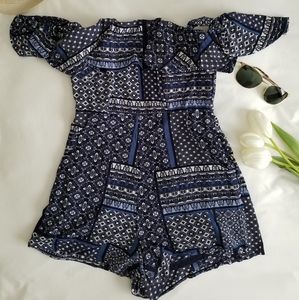Blue printed 1pc romper